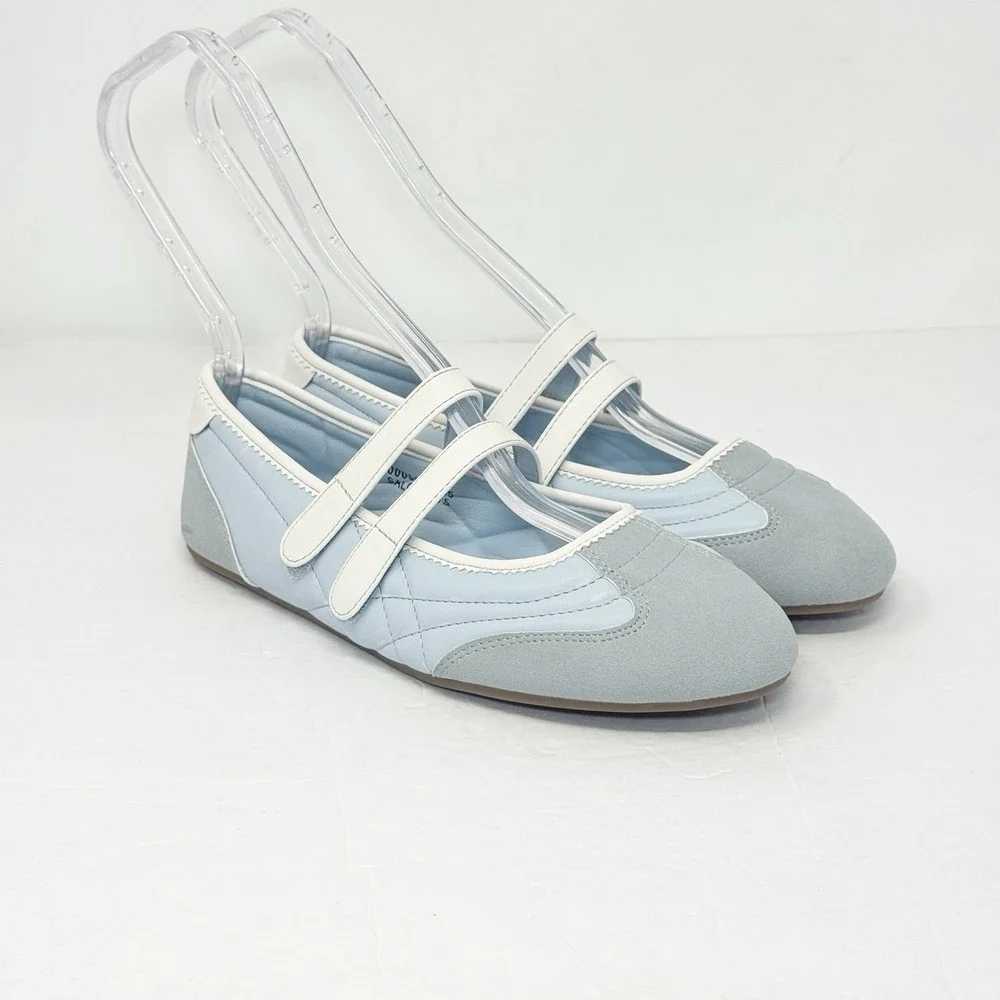ShuShop Salome Ballet Sneakers Women's 7.5 Blue Mary Jane Flats Preppy Sporty